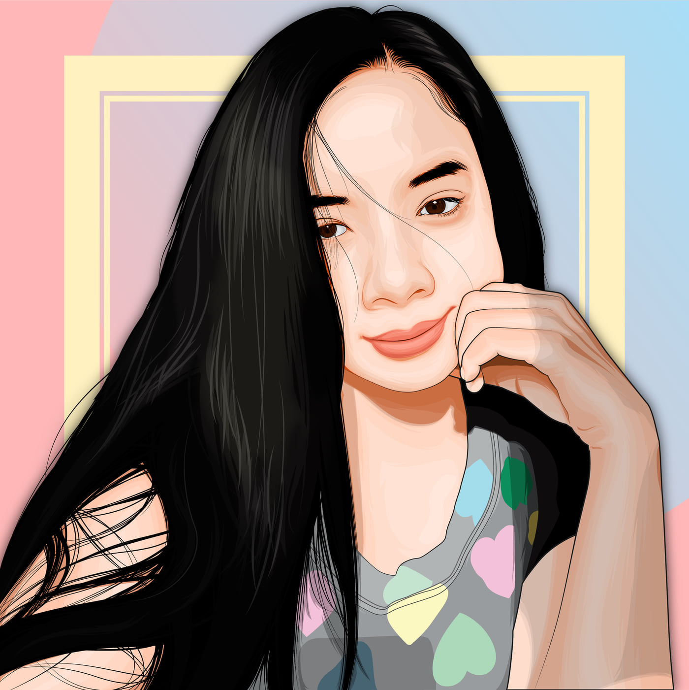 Hand-drawn vector portrait of Elyssa Mae