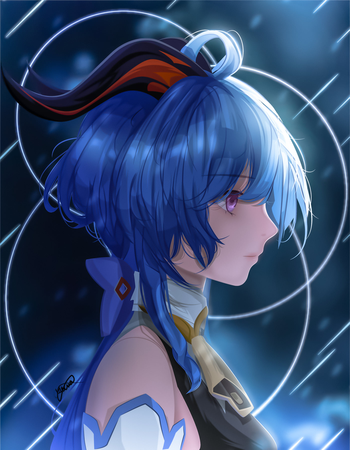 Full-character vector illustration of Ganyu, Sinae Unicornis